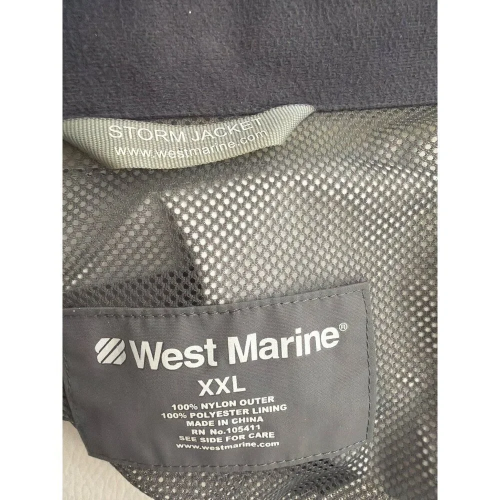 West Marine Men’s Gray Hooded Boating Sailing Windbreaker Storm Jacket Size XXL